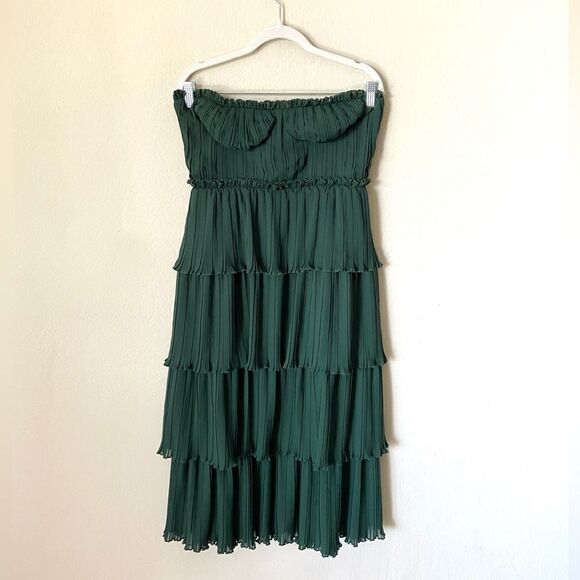 Lovers and Friends Alex Midi Emerald Green Dress Strapless Size S - Picture 6 of 10